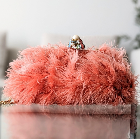 Dolce & Gabbana Vanda Feather Clutch on Chain - Picture 1 of 16